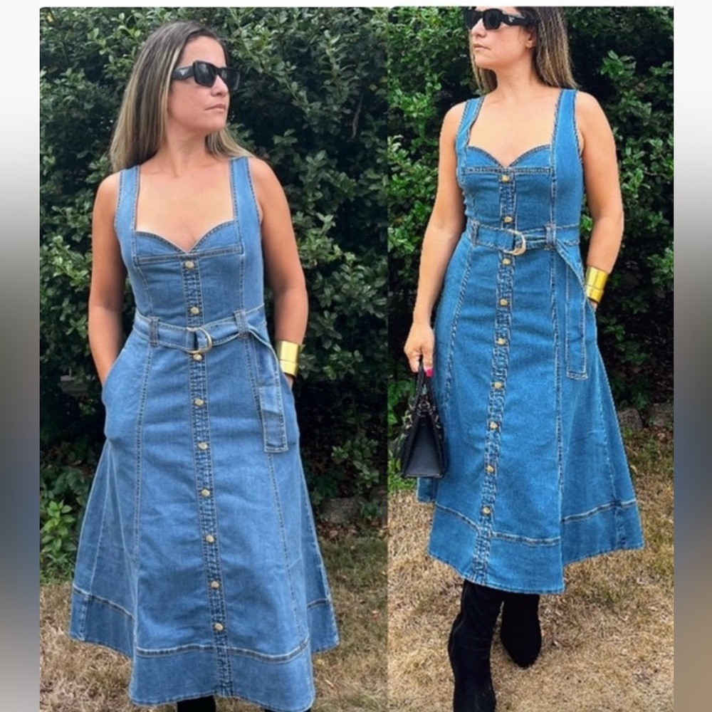 NWT Anthropology HOUSE OF HARLOW MIDI DENIM DRESS SIZE 8